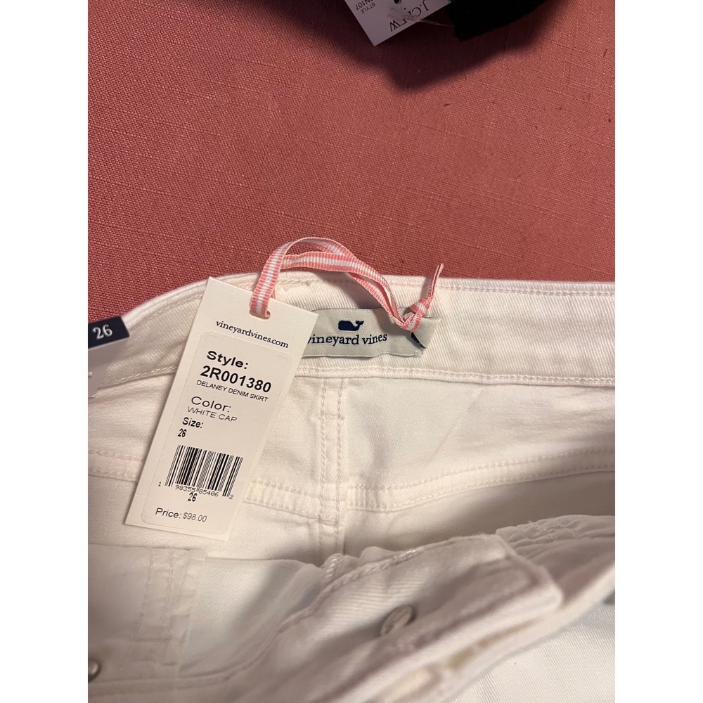 Vineyard Vines Delaney Denim Skirt White Cap Mini Y2K Size 26 NWT - Picture 5 of 5